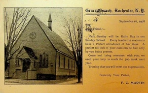 Grace Church Rochester NY Postcard 1908 FC Martin Private Mailing Card - Picture 1 of 2