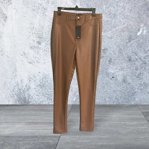 Shinestar Super High Waist Perfect Fit Vegan Leather Skinny Pants Tan Damen L - Bild 1 von 7