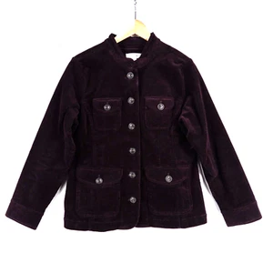 Chaqueta Christopher & Banks para mujer mediana púrpura oscuro pana bolsillos elásticos - Imagen 1 de 8