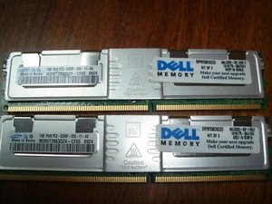 Dell kit SNP9F030CK2/2G 2 GB (2x1GB), DDR2 667 MHz, FB-DIMM 240-pin RAM Module - Picture 1 of 1
