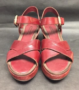 Nine West – rote Plateau-Keilsandalen – rotes Leder – US Damen 8M – gebraucht - Bild 1 von 5