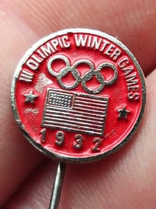🔴Vintage Pin Badge III Winter Olympic Games, Lake Placid 1932  USA🔴 - Picture 1 of 4