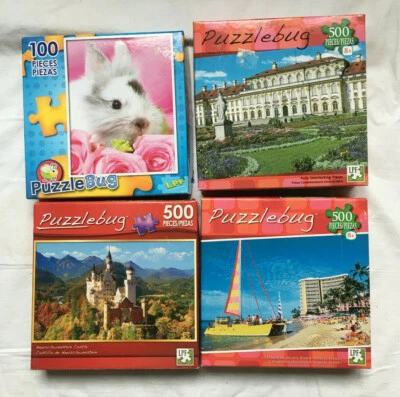 Lot of 4 Puzzlebug Jigsaw Puzzles Mixed 3-500, 1-100 piece - Image 1 of 4