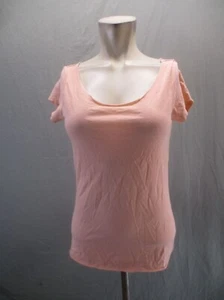 LUCY Size S Womens Peach Cotton Short Sleeve Breathable Gym Athletic T-Shirt 262 - Picture 1 of 9