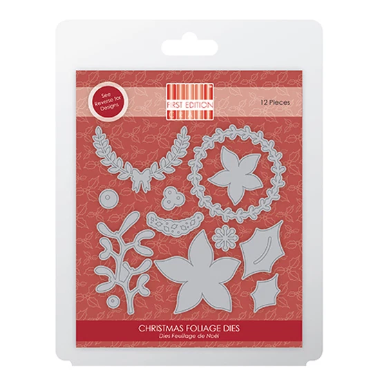 FIRST EDITION  CHRISTMAS FOLIAGE DIES 12 PIECES ON MAGNETIC SHEET - Image 1 of 1