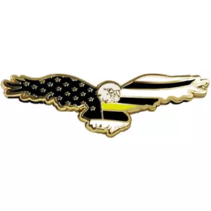 Bald Eagle Thin Yellow Line 911 Emergency Dispatcher American Flag Cloisonné pin - Picture 1 of 2