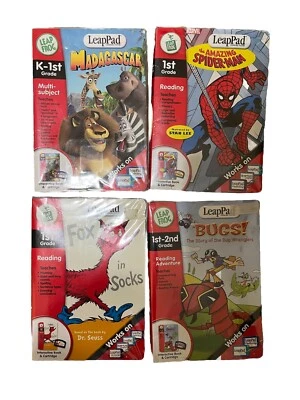 4 LeapPad Leap Frog 1st Grade Reading Interactive Book And Cartridges AS IS - Image 1 of 4