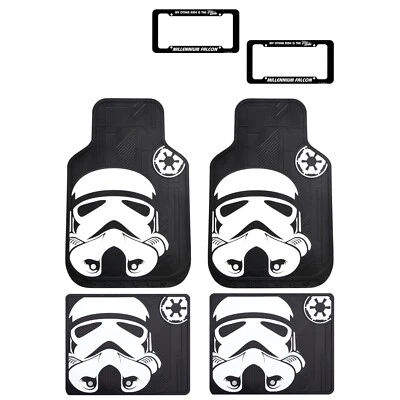 6pc Star Wars Storm Trooper Car Truck Rubber Floor Mats & License Plate Frames Foto 1 de 4