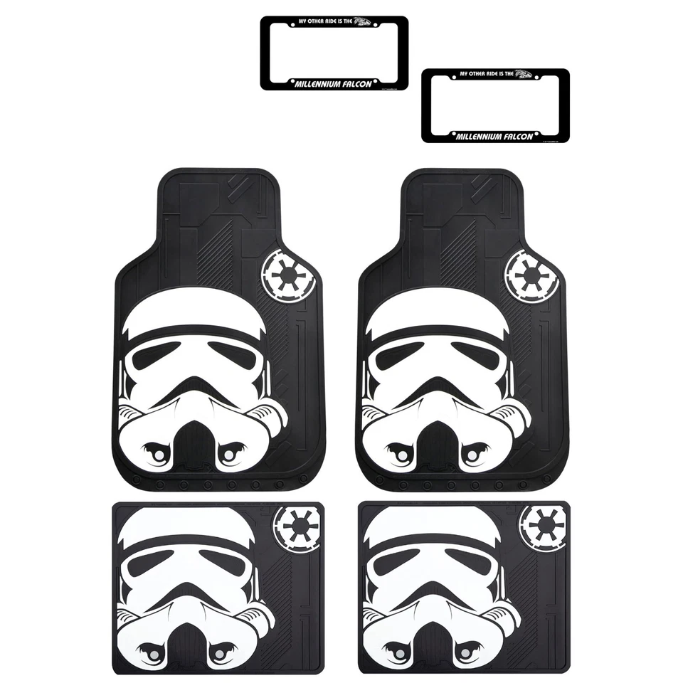 6pc Star Wars Storm Trooper Car Truck Rubber Floor Mats & License Plate Frames Foto 1 de 4