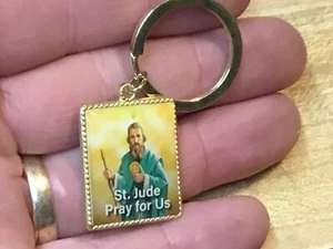 Rare St JUDE Religious Key Chain Key Ring KEYCHAIN ENAMEL Saint Medal - Picture 1 of 3