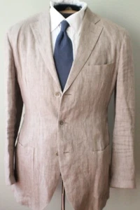 Luigi Bianchi Mantova LBM 1911 beige taupe 100% reines Leinen aufgesetzte Tasche ungefüttert - Bild 1 von 12