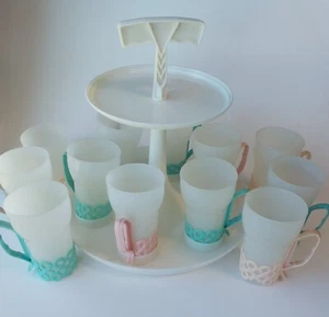 Tupperware MCM Vintage 1960’s Carousel Caddy with 12 Gothamware Glasses Pastels - Picture 1 of 15