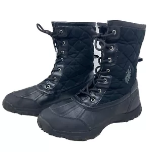 Polo para mujer de EE. UU. Botas de nieve de piel sintética acolchadas Artic Black DOVER TALLA 11 - Imagen 1 de 9