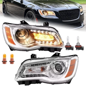 Pair LED DRL Projector Headlights Headlamp For Chrysler 300 2011-2023 Clear Lens - Picture 1 of 22