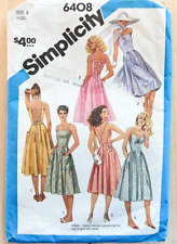Simplicity 6408 Women's Sundress w/ Bias Skirt, Size 8, 80's Cottagecore, Cut