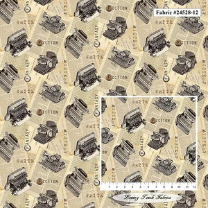 NORTHCOTT, "CAT TALES", 24528-12, VINTAGE TYPEWRITERS, FABRIC PRICED @ 1/2 YD - Picture 1 of 2