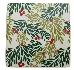 Crate & Barrel Ceramic Colorful Holly Trivet/Pot holder 8" Square, Rare, New - Picture 1 of 10