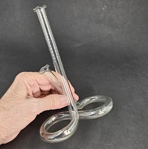 Vintage Double Bud Flower Vase Clear Glass Tube Curved Narrow Test Tube Style - Picture 1 of 8