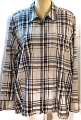 Top CAROLINA COLORS Azul a Cuadros Manga Larga Bolsillos Frontales Cremallera Para Mujer Talla XL Foto 1 de 4