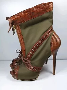 Alexander McQueen Ankle Boots High Heel Lace UP 38 - Picture 1 of 23
