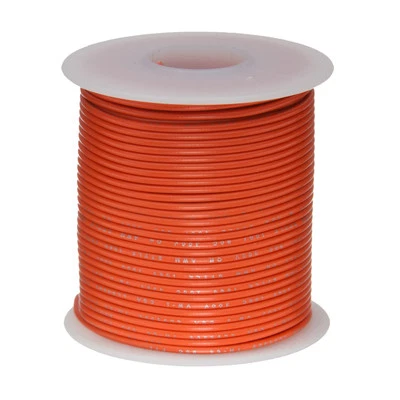 REMINGTON INDUSTRIES 22 AWG Gauge Stranded Hook Up Wire Orange 100 ft 0.0253" UL1007 300 Volts