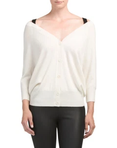 $ 395 Neu mit Etikett Theory Saline Kaschmir Cardigan schulterfrei elfenbeinfarben Pullover Gr. S; M - Bild 1 von 14