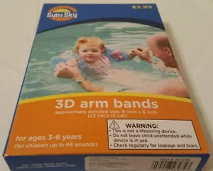 Sun & Sky 3D Arm Band Inflatable Dolphin Frog Turtle Floaties Water Wings 66 LBS - Picture 1 of 8