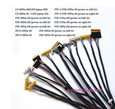 TH 14Pcs Universal LVDS Cable 20pin 30pin 40Pin for LED LCD Controller Board