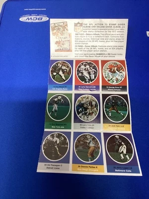 1972 SUNOCO FOOTBALL STAMPS  Uncut Sheet  NM HOF Don Maynard Jack Ham Steelers - Image 1 of 2