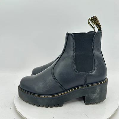 Dr. Martens Rometty Women Size 7 Black Leather Platform Gore Side Elastic Boot - Image 1 of 4