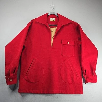 Vintage PENDLETON Lobo by Pen West Red Beige Pullover Anorak Jacket Sz. L - Image 1 of 4
