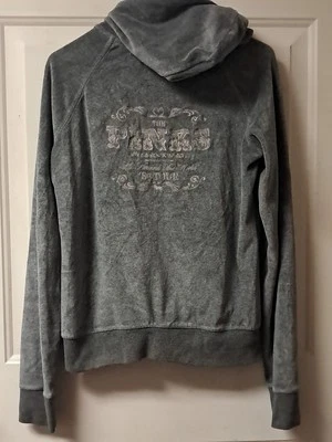 Sudadera con capucha grande rosa VS gris terciopelo cremallera completa para mujer. 06 "World Tour 86"  Foto 1 de 4