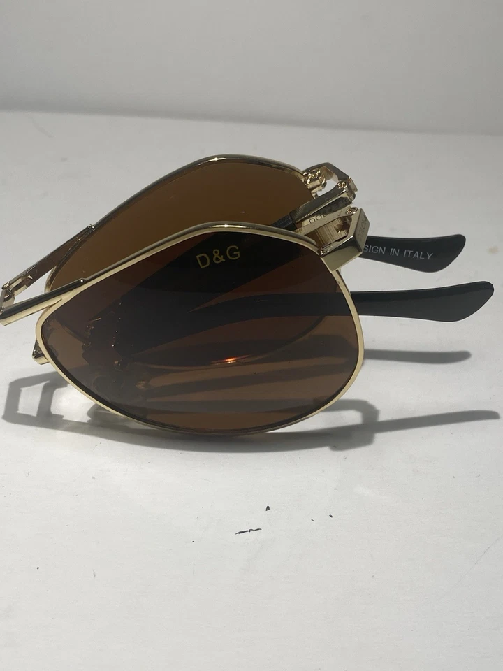 Gafas de sol D&G doradas de aviador con lentes marrones unisex plegables hechas en Italia Foto 1 de 4
