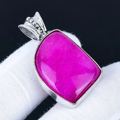 Kashmir Red Ruby 925 Silver Plated Handmade Pendant of 1.48" - Image 1 of 3