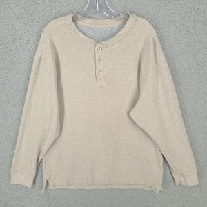 Redhead Thermal Henley Mens Large Shirt Beige Pullover Long Sleeve - Picture 1 of 8