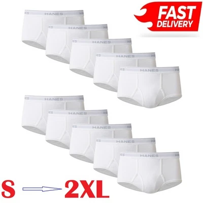 Paquete de 10 calzoncillos Hanes para hombre cómodos flexibles blancos FreshIQComfortSoft talla S-2XL Foto 1 de 4