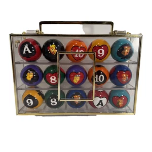 Crown Games Poker Pool 15pc Poker Pool Ball Set with Display Case - Picture 1 of 9