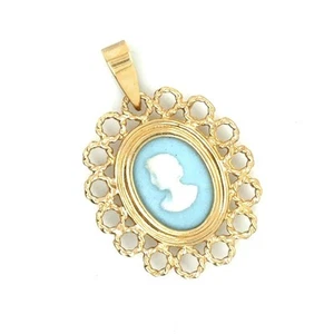 Vintage 14k Yellow Gold Jasperware Cameo Signet Victorian Style Pendant - Picture 1 of 4