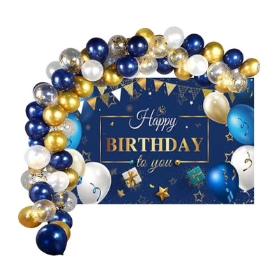Royal Navy Blue Balloons with Banner Confetti Balloons Arch Garland Background - image 1 of 4