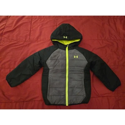 UNDER ARMOUR - Chaqueta acolchada con capucha para niños - Negra/Gris - Talla 3T Foto 1 de 4