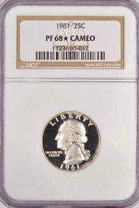 1961 Washington Quarter Proof NGC PF 68 STAR CAMEO PR68*CAM Old Holder Coin 25C - Picture 1 of 2