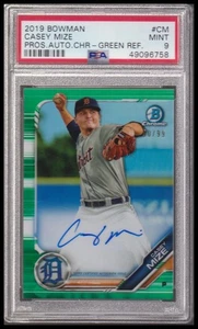 2019 Bowman Prospect Autographs Chrome #CM Casey Mize-Green Ref. PSA 9 - Picture 1 of 2