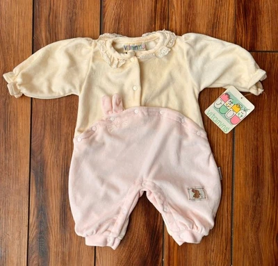 De colección. Jersey Vitamins Velour Bebé Niñas Talla 3-6 Mos One Piece Bunny ¡NUEVO CON ETIQUETAS! Foto 1 de 3