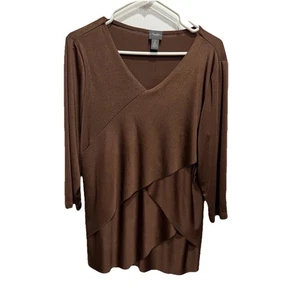 Top para mujer Chicos Travelers talla 2 grande bronce cobre capas sin arrugas cómodo - Imagen 1 de 7