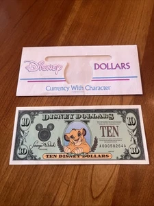 Simba $10 Lion King Disney Dollar 1997 "AA" Series Uncirculated With Envelope - Picture 1 of 10