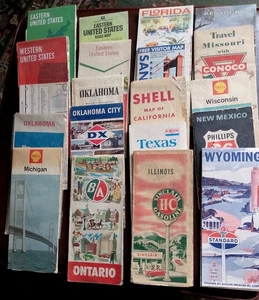 Sammlung von 20 Vintage USA Karten Ölgesellschaften Shell Standard Texaco DX usw. - Bild 1 von 6
