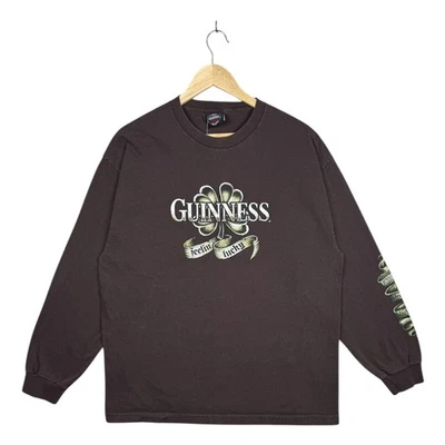 复古 Guinness Feelin Lucky 长袖棕色男式 XL — 第 1/4 张图片