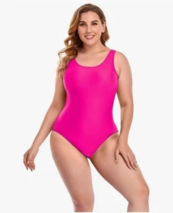 Costume da bagno Annbon pezzo unico rosa caldo retrò taglie forti costume da bagno taglia XXL nuovo senza etichette - Foto 1 di 8