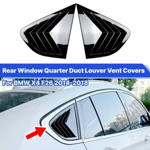 Black Rear Side Window Blinds Louver Cover Accessories For BMW X4 F26 2014-2018 - Picture 1 of 9