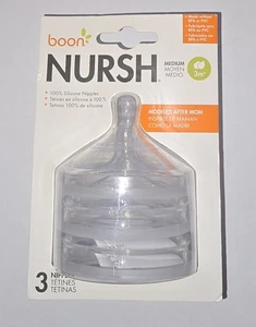 Confezione da 3 - Boon Nursh Bottiglia Capezzoli Silicone Flusso Medio 3 Mesi+ - Nuova - Foto 1 di 1